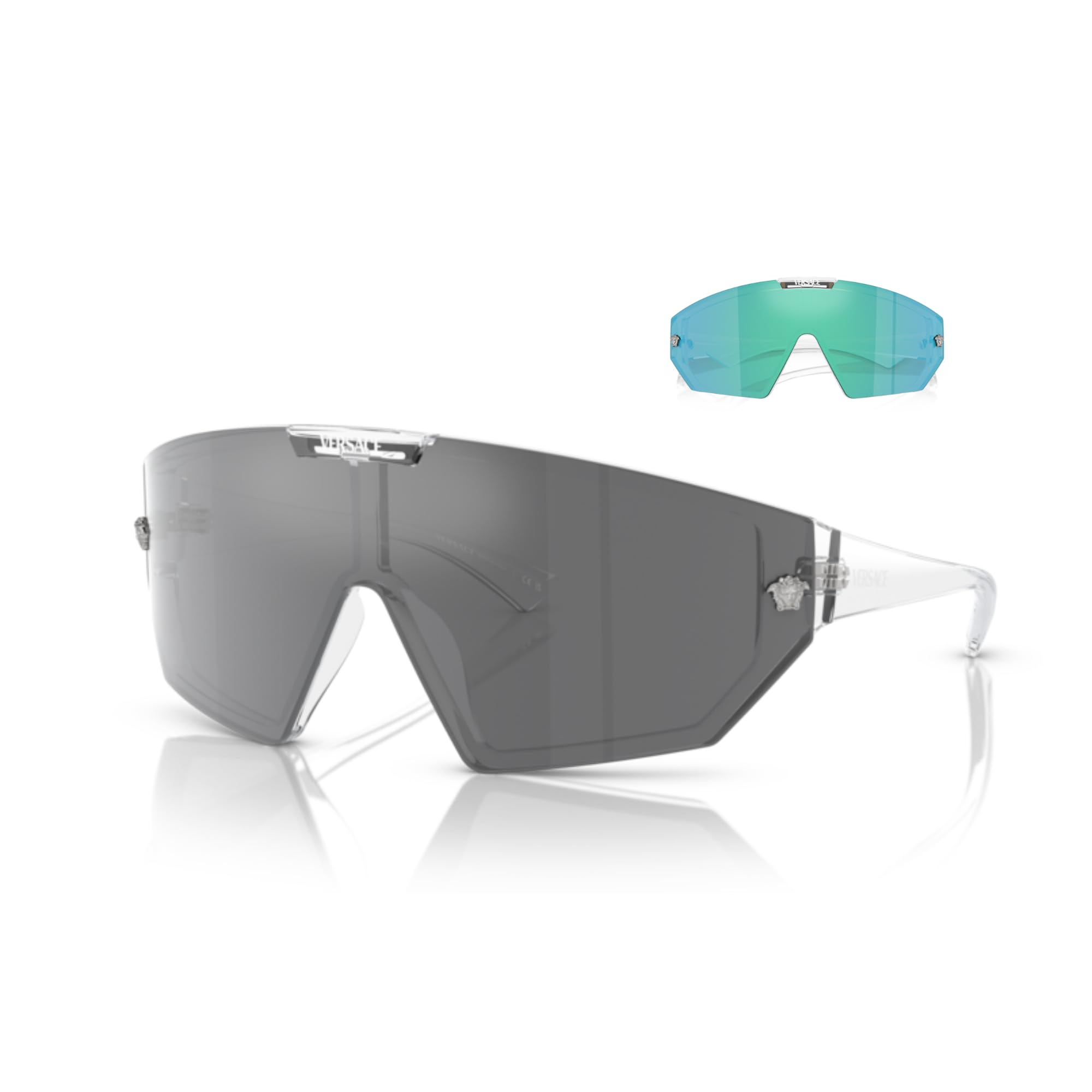 Versace VE4461 Shield Sunglasses for Men for Women +FREE SPARE Clip on Shield Lens +BUNDLE with ACCESSORY EYEWEAR KIT