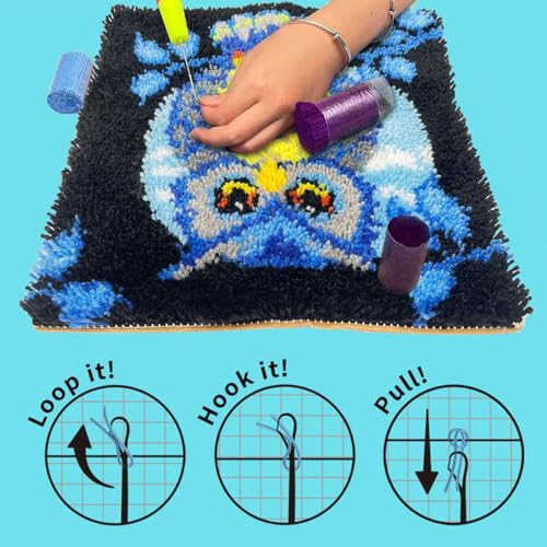 Image of Puzamen Latch Hook Kits for Adults, 12 * 12IN Latch Hook Rug Kit