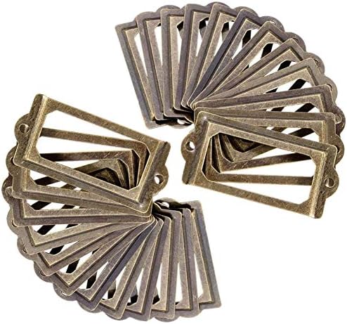 40Pcs Drawer Tag Antique Bronze Metal Label for Name Plates Apothecary  Cabinet Drawer Cabinet or Filing Cabinet Vintage Tag Holders Office Card  Frame ...