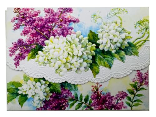 Image of Poster Foundry White Hydrangeas Boxed Note Cards by Carol Wilson. 10 embossed 4x5 Die-Cut Notecards and Matching Envelopes in Decorative Gift Box with Magnetic Flap. NCP2469