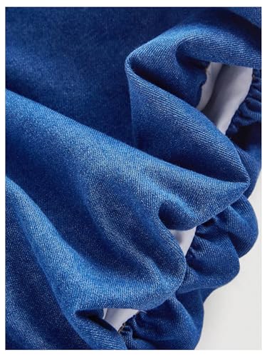 MakeMeChic Women's Bow Knot Denim Mini Skirt Elastic Waist A Line Short Jean Skirts4