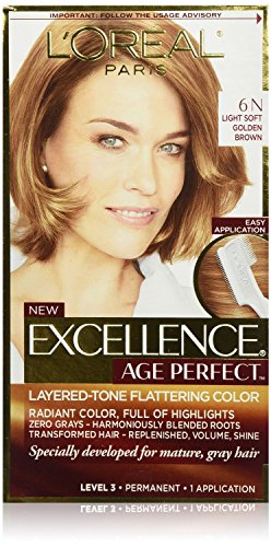 (2 Pack) L'Oreal Paris Hair Color Excellence Age Perfect Layered-Tone Flattering Color Dye, Light Soft Golden Brown (6N)