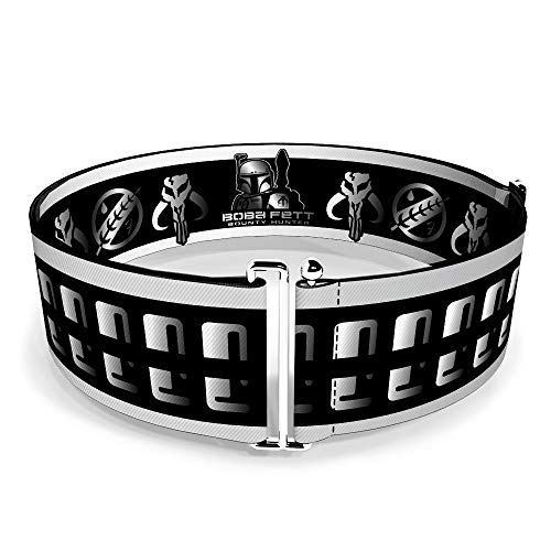 Buckle-Down Star Wars Belt, Cinch Belt Star Wars Boba Fett Mandalorian Crest and Kyrbes Skull, 3.0 Inch Wide, Adjustable