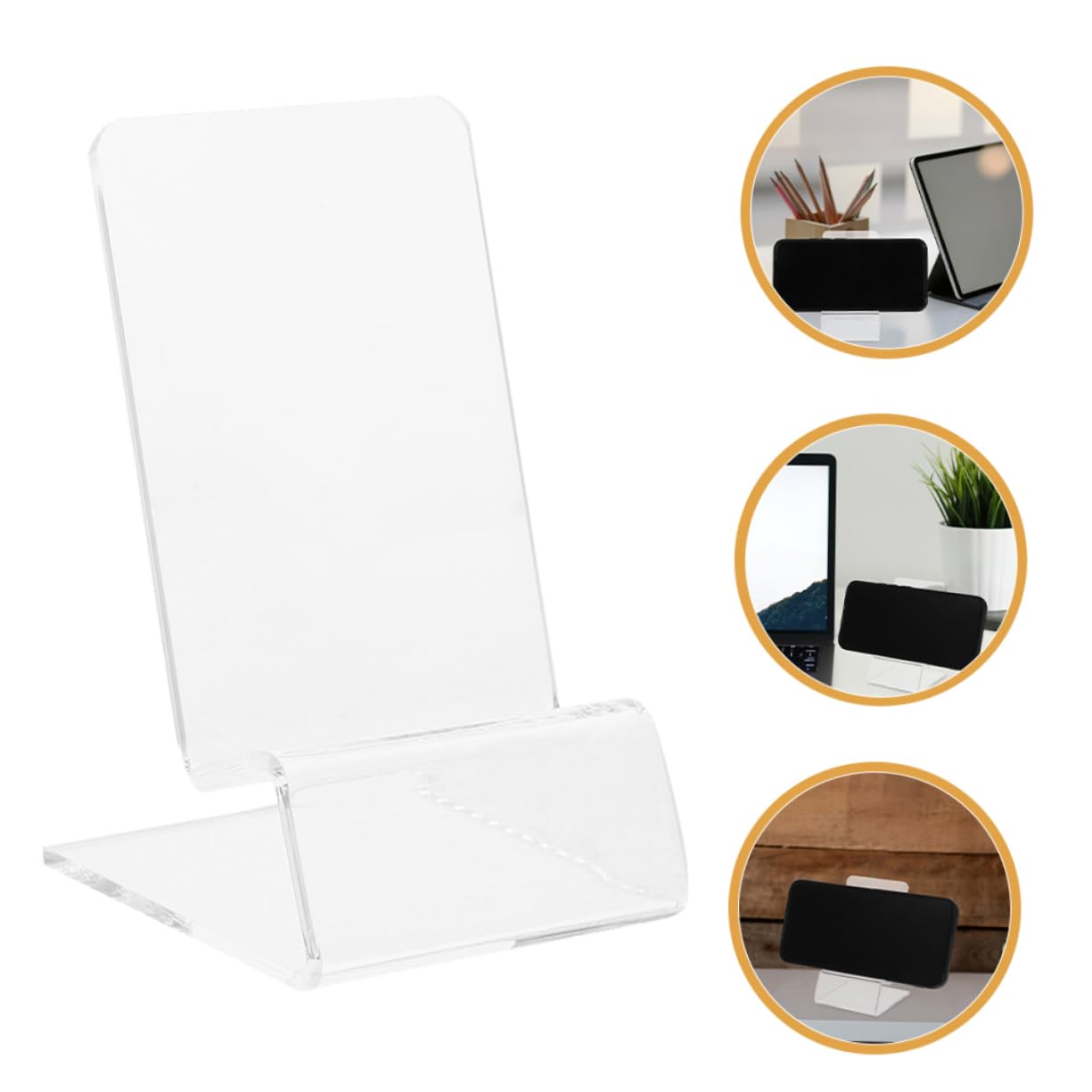 Mikikit 15pezzi Supporto da Scrivania per Cellular Acrilico Trasparente Ripiano Espositivo per Smartphone e Tablet Stabile e Compatto per Uso Domestico Ufficio