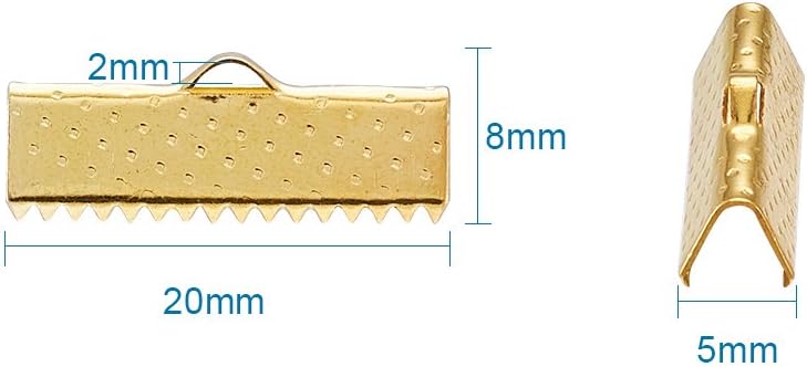 KISSITTY Random Mixed Color 3/4 Inch Length Iron Ribbon Ends 20x8x5mm Pinch Crimp Clamp Cord Ends Findings for DIY Jewelry Making (About 270pcs/200g)