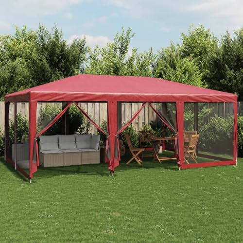 Genérico Carpa para Fiestas con 10 Paredes de Malla HDPE Rojo 6x4 m,Casa y jardín,Jardín,Artículos de Exterior,Estructuras de Exteriores,Carpas y cenadores-4010070