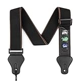 BestSounds Guitar Strap with 3 Pick Holders 100% Soft Cotton Strap For Bass Electric & Acoustic Guitars (Black)