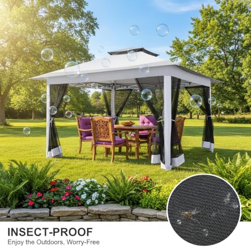 Image of COBIZI 12x12 Pop up Gazebo on Clearance with Mosquito Netting, carpas para Patio Deals, Outdoor Canopy Tent with Portable Carrying Bag, Patio Gazebo for Garden Backyard & Lawn & Beach, Grey