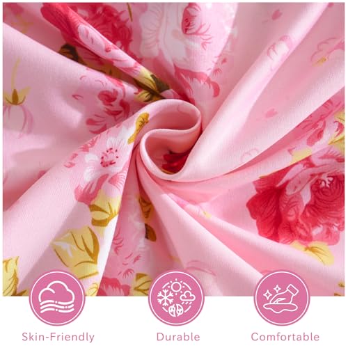 Image of Bedlifes Floral Pattern Bed Sheet Set Queen Size, 18-24 inch Extra Deep Pocket | Ultra Soft Microfiber, Breathable & Silky, OEKO-TEX Certified, Easy-Care Machine Washable, 4PCS, All-Season Spring Bedding