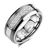 Caperci Men's 8mm CZ Diamond Tungsten Carbide Wedding Band Ring Size 13