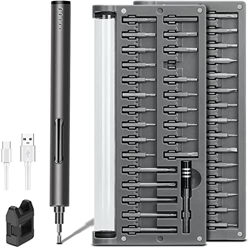 Mini Electric Screwdriver - 3.7V Small Cordless Precision Screwdriver Set - 55 Precision Bits & LED Light & Magnetic Mat - Repair Tool for Electronics Phone Watch Camera Laptop