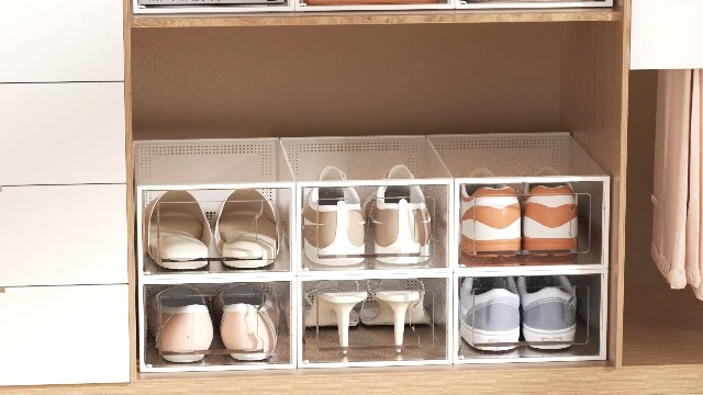 12Pcs Boîte à Chaussure Empilable Rangement Boite Chaussure En Plastique Respirant Solide Transparente,28*18*9.5cm - Maison