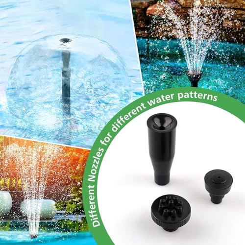 Image of 15W 800L /H Submersible Pond Fountain Pump with LED Lights, Adjustable Quiet Water Pump, Pond Fountain Pumps for Water Feature, Garden, Aquarium Fish Tank with 3 Type Nozzles