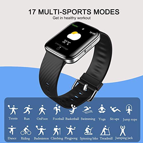 Kingkok Fitness Tracker with Blood Pressure Heart Rate Monitor, IP68 Waterproof Pedometer Watch with Calorie Step Counter for Walking, 17 Sports Modes Activity Tracker for Women Men Kids and Gift