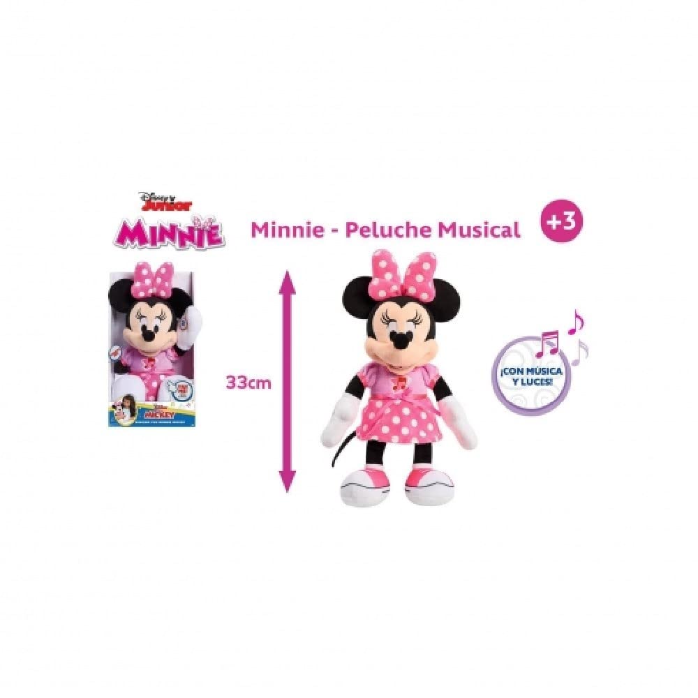 Famosa Softies. - Peluche de Minnie Mouse Musical, para abrazar, Dormir y Jugar, con música y Luces, Desde 12 Meses, (MCN21000), Multicolor