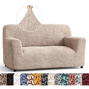 PAULATO BY GAICO Loveseat Slipcover Oversized Chair Cover Stretch Couch Cover Cushion Love Seat Sofa Cover 1 Piece Form Fit Washable Protector Microfibra Collection Tapioca