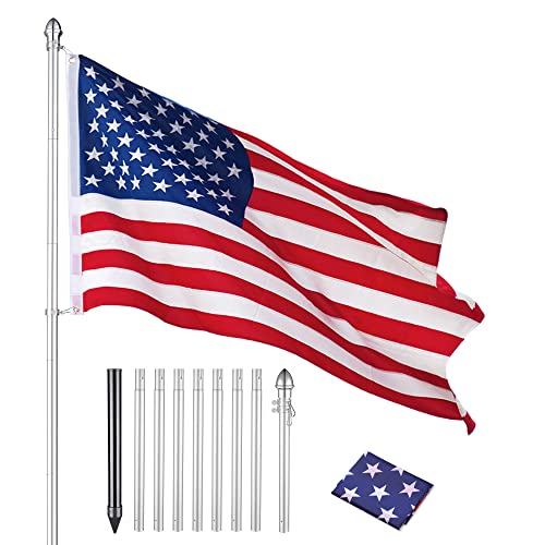 Yeshom 10 Ft Aluminum Outdoor Flag Pole Kit In Ground American Flag Ball Top With Stake #TOP16