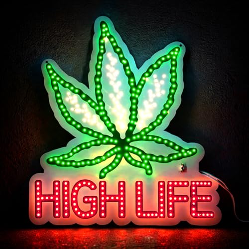 Image of Weed Neon Sign, USB Powered Weed Decor for Wall, Marijuana Light Cannabis Wall Art Signs Suitable for 420 Friendly Room Decor, Bar, Game Room, Party