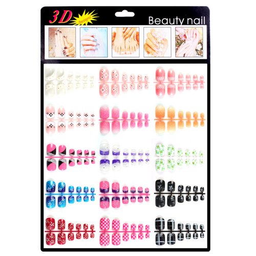 Dragon Grain 180 Pcs 15 Design 3D Acrylic Toe Artifical Nail Tips Gift