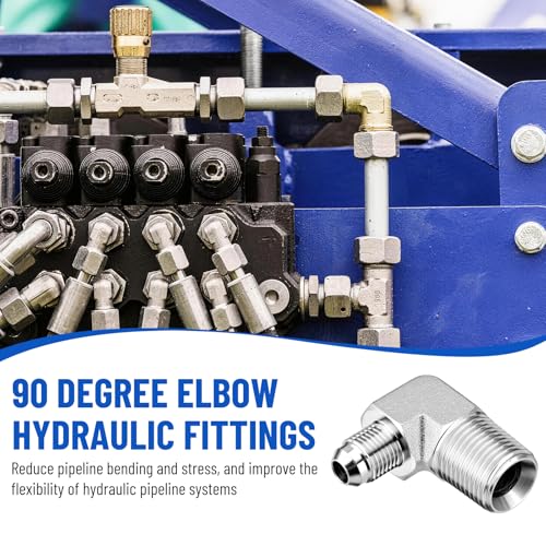 Image of 90 Elbow Hydraulic Adapter Fitting: 3 /8 inch JIC Male x 1 /2 inch NPT Male