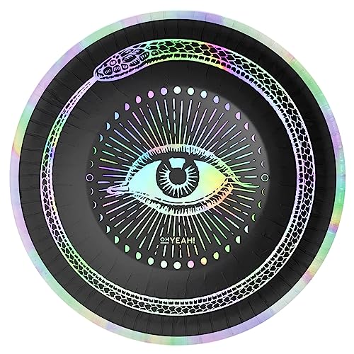 PARTYLOSOPHY 6 unidades - Tigela redonda descartável cartão de 350 cc efeito ridiscente com desenho de olhos temática sotérica - decoração mesa Halloween, Halloween essotérico, mesa sotérica Halloween