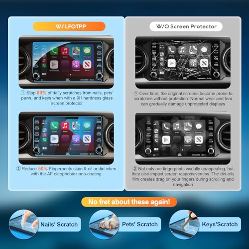 Image of LFOTPP 2019-2021 Corolla Cross Car Navigation Screen Protector for 2019-2022 2023 RAV4 Corolla CHR Tacoma Hatchback 8-Inch Glass 2019-2023 RAV4 C-HR Infotainment Screen Protector Center Touch (8-Inch)