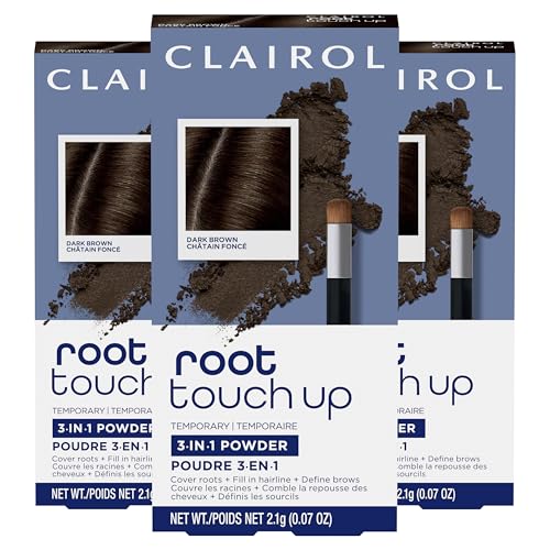 Clairol Root Touch-Up Temporary Concealing Powder, Dark Brown, Pack of 3