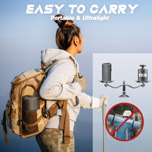 NHOWIN Isomatte Camping, 12CM Verdicktes Ultraleicht Luftmatratze Camping Matratze mit Kissen & Fußpresse Pumpe, Kleines Packmaß Wasserdicht Aufblasbare Isomatte für Outdoor, Rucksackreisen, Wandern