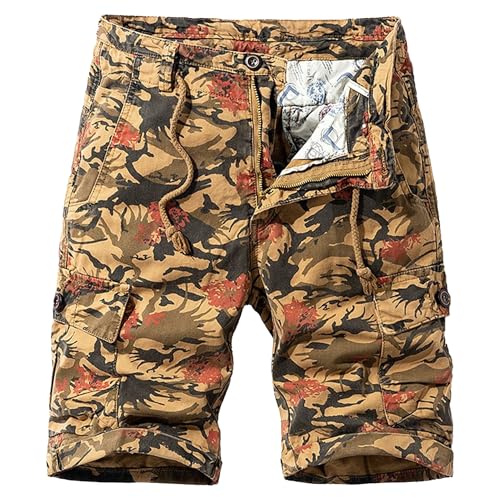 Short cargo homme coton coupe ample jaune pour éviter de transpirer