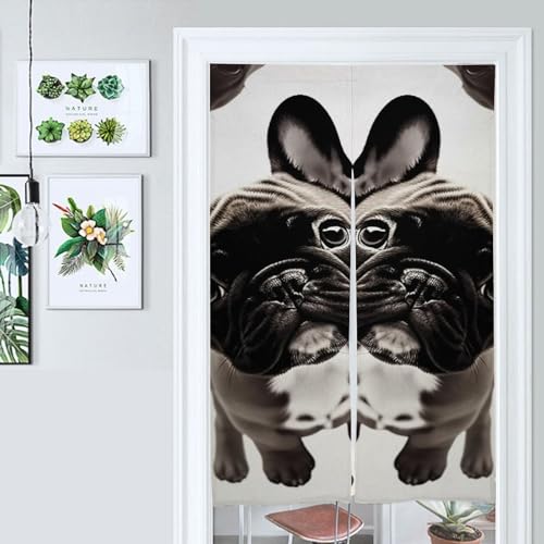 Rideau de porte bouledogue français blanc 43x142 cm isolant