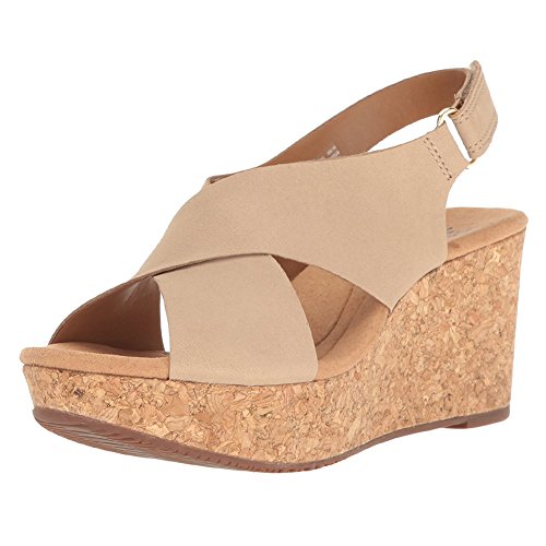 Clarks womens Annadel Eirwyn Wedge Sandal, Sand, 8 Wide US