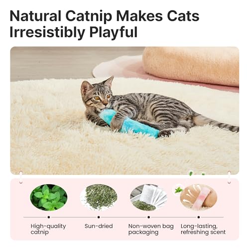 Image of Potaroma Cat Toys Pillows, 3 Pcs, Soft and Durable Cat Crinkle Sound with Catnip Inside, Interactive Indoor Kitten Kicker, Promotes Kitty Exercise
