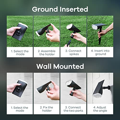 Linkind LED Solar Gartenlampen 800LM Licht-Sensorik Solarleuchten, 3000K Warmweiß Solarlicht, 22 LEDs IP65 Gartenstrahler Außenwandleuchte, 3 Modi Solarstrahler Außen StarRay, Garten Deko, 4 Stück