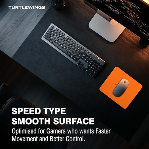 Image of TURTLEWINGS | Mousepad | Papaya Orange Speed Tribute Mousepad - 22x18 cm, 3mm Thick | Sporty Design Non-Slip Rubber Base | Office, Study & Gaming Use | Premium Smooth Surface