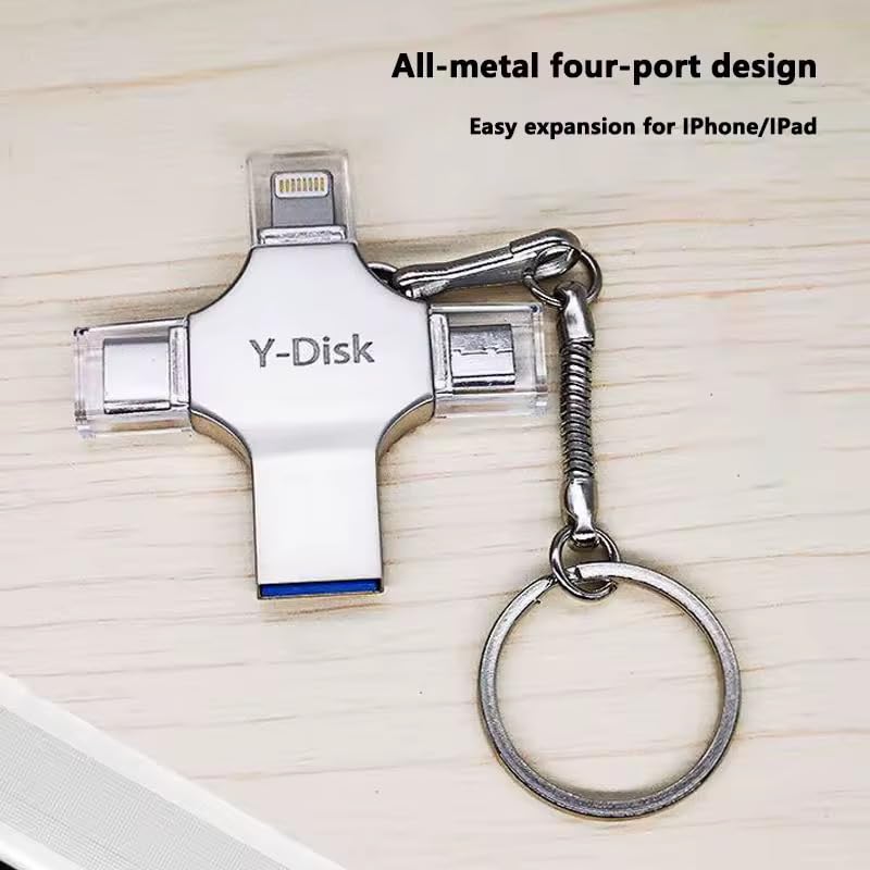 Image of 1TB 4-in-1 USB Flash Drive, Silver, Compatible with iPhone, USB-C, Micro USB and USB 3.0