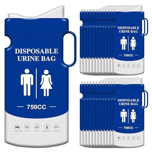 24 bolsas de orina desechables de 750 ml: bolsas de orina para viajes con asa, bolsas de aseo de emergencia, bolsas de aseo de emergencia para coche, bolsas portátiles para camping, senderismo, viajes