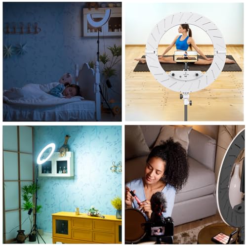 Image of Ring Light Kit:18 inch /45cm Outer 55W6700k Dimmable LED Light, Tripod Stand, Remote Controller,Box for Camera,Smartphone,YouTube,TikTok,Self-Portrait Shooting,CRI95,White
