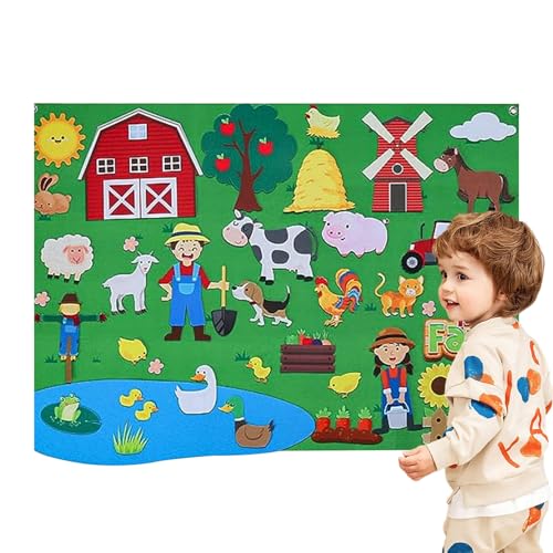 Sionhiuo Fieltro de historias | Tabla de fieltro DIY para contar historias, pizarra de franela para contar historias con mascotas, actividad educativa de pared para niños pequeños y niñas