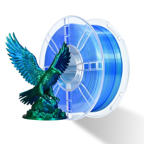 Image of iBOSS Dual Color Silk Blue Green PLA Plus Co-Extrusion 3D Printing Filament, Shiny Sapphire Blue Lime Green 2 Colors in 1 3D PLA, 1KG 2.2lbs 1.75mm+ /-0.02mm Silk PLA+ Filament(Silk Blue&Green)