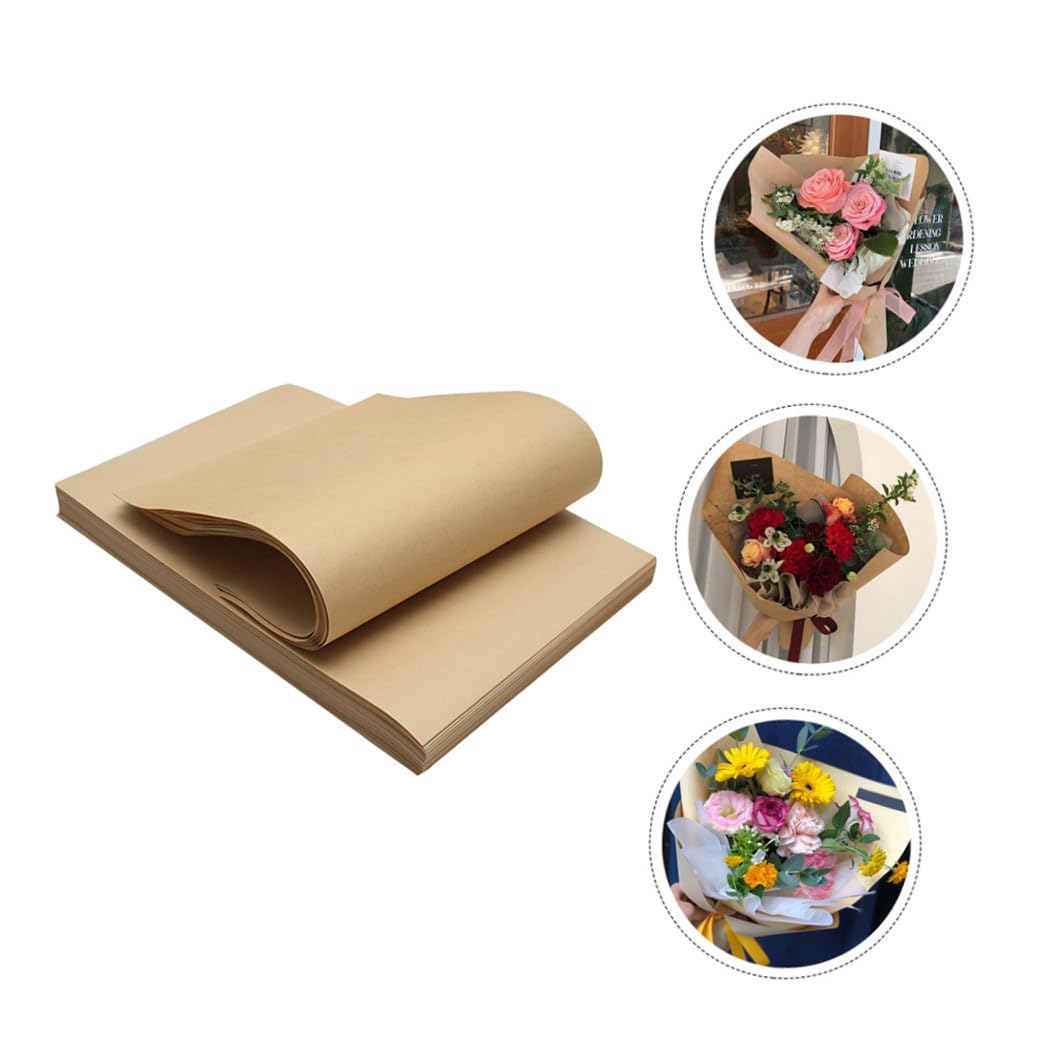 Blumengeschenkpapierbögen 40 Blatt Kraftpapier Khaki, Selbstgemacht
