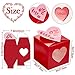 Whaline 24Pcs Valentine's Day Treat Boxes Red Pink Heart Cardboard Box with Window 3 Inch Mini Cupcake Box Valentines Gift Container for Goodie Cookie Candy Sweet Crafts Party Favor Supplies
