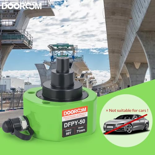 Image of 50T 2.6 inch Stroke Hydraulic Cylinder Portable Low Profile Jack Sets Multi-Acting Porta Power Ram Jack Kits Lifting Cylinder