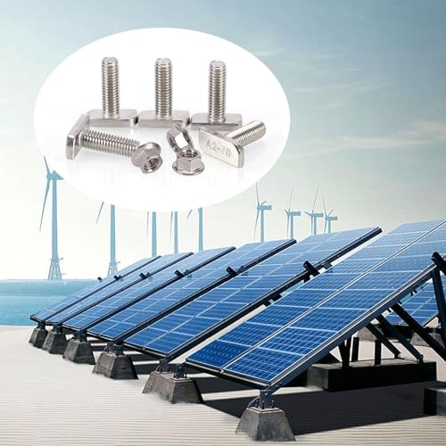 Wondsea 15 Stück Hammerkopfschrauben m8x20 Edelstahl A2-70, Hammerkopfschrauben mit Flanschmutter, für pv Module Photovoltaik-Aluprofil Gewächshaus Photovoltaik Solar Montageschiene