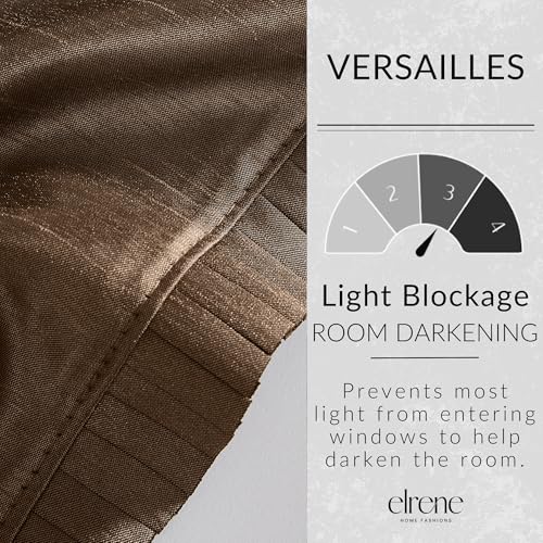 Elrene Home Fashions Versailles Room-Darkening Faux-Silk Waterfall Window Valance, Accessory for Bedroom or Living Room Windows with Rod Pocket Tabs, 52\" x 36\", 1 Valance, Chocolate Brown