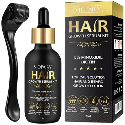 5% Minoxidil for Men and Women Hair Growth for Men Kit, Hair Growth Serum with Minoxidil 5% & Biotin Hair Regrowth Treatment, Natural Hair Growth for Thicker Longer Fuller Healthier Hair 35ml Cover