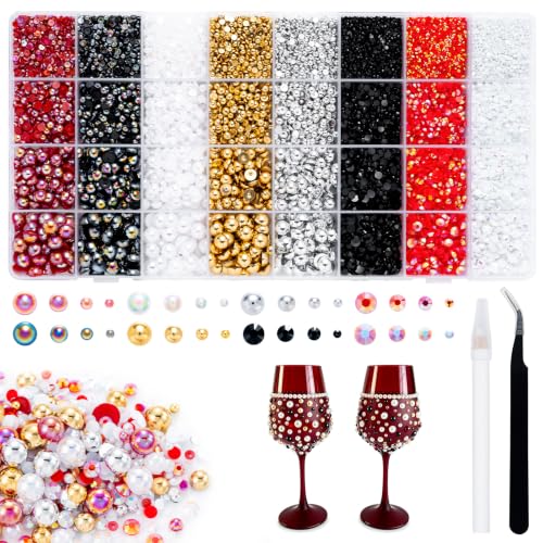 Meibite Black Red Pearls Rhinestones Bedazzler Kit for Crafts