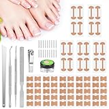 Ingrown Toenail Removal Kit with Ingrown Toenail Strips, Curved Toenails Corrector Patch, Nail File and Lifter Pedicure Tools for Women Man