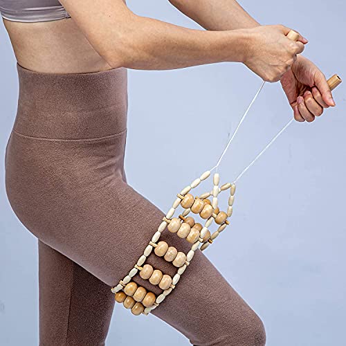 Foto von Hölzernes Rückenmassagerollen-Seilwerkzeug, Rückenrolle, kolumbianische Maderotherapie, Lymphdrainage, Massageholz-Therapiewerkzeug, tragbare Handrolle, Rückenmassageband