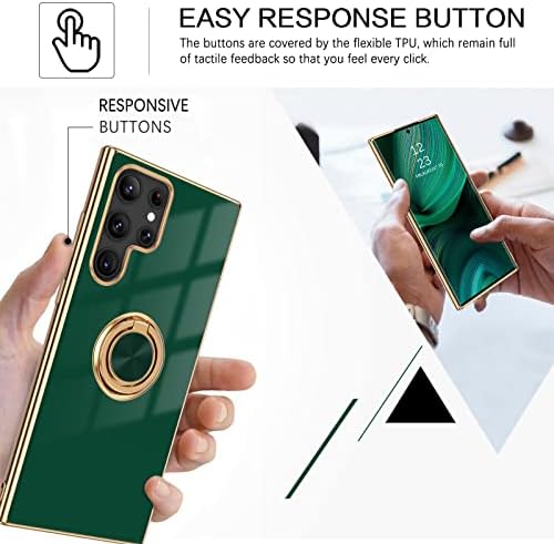 BENTOBEN Samsung Galaxy S22 Ultra Case with Ring, Phone case for Samsung S22 Ultra, Holder Edge Plating Rotation Kickstand Soft Silicone Bumper Slim Shockproof Protective Cover for Galaxy S22 Ultra