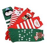 TESOON 5 Pack Girls Boys Christmas Casual Toe Socks 7-12 Years